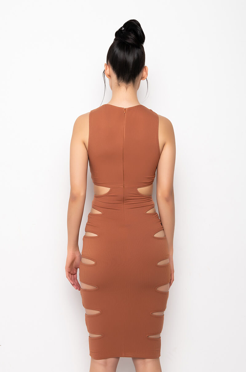 GOOD INTENTIONS MIDI DRESS WITH WAIST CUTOUTS