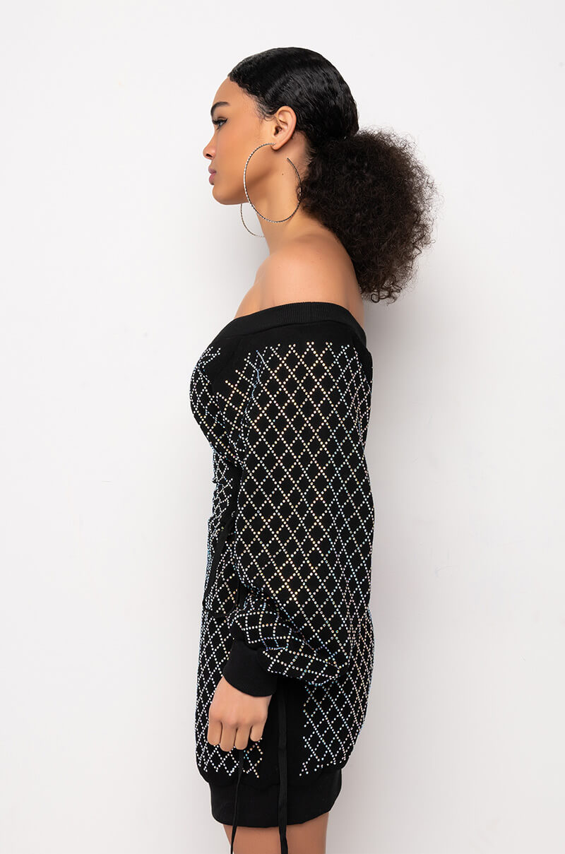 GOT IT GIRL RHINESTONE SWEATSHIRT DRESS