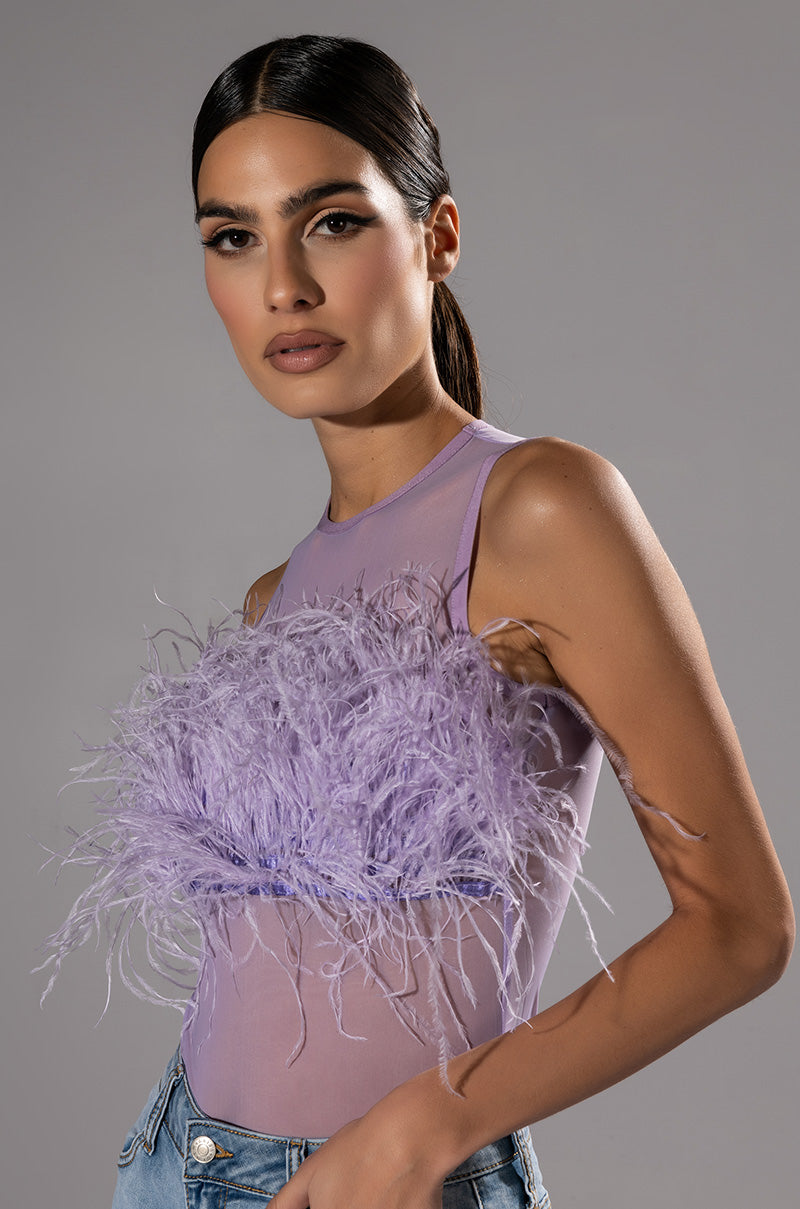 HAPPILY EVER AFTER SLEEVELESS FEATHER TOP