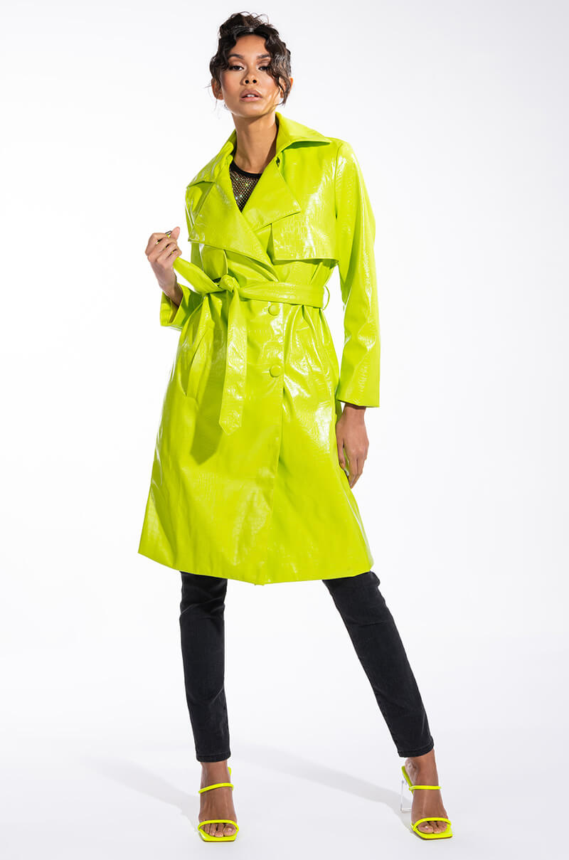 HEARTS ON FIRE NEON CROC TRENCH JACKET