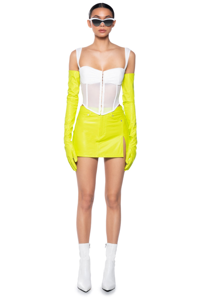 HEAVEN SENT MESH CAP SLEEVE CORSET TOP