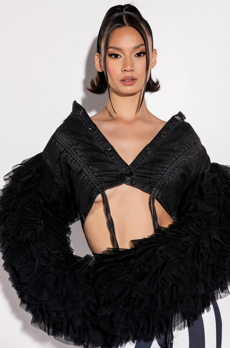HIGHWAY TO HELL RUFFLE ARM JACKET