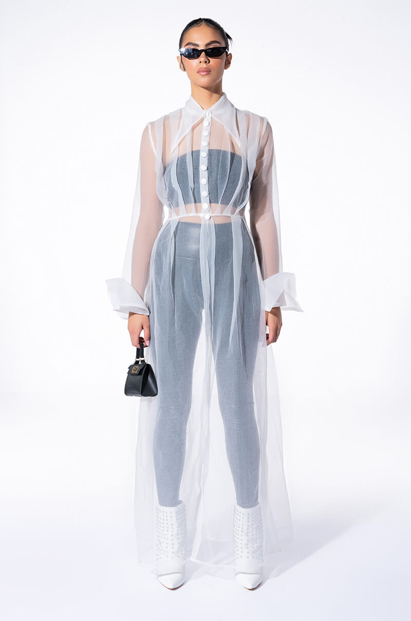 HITCHED SHEER CHIFFON TRENCH
