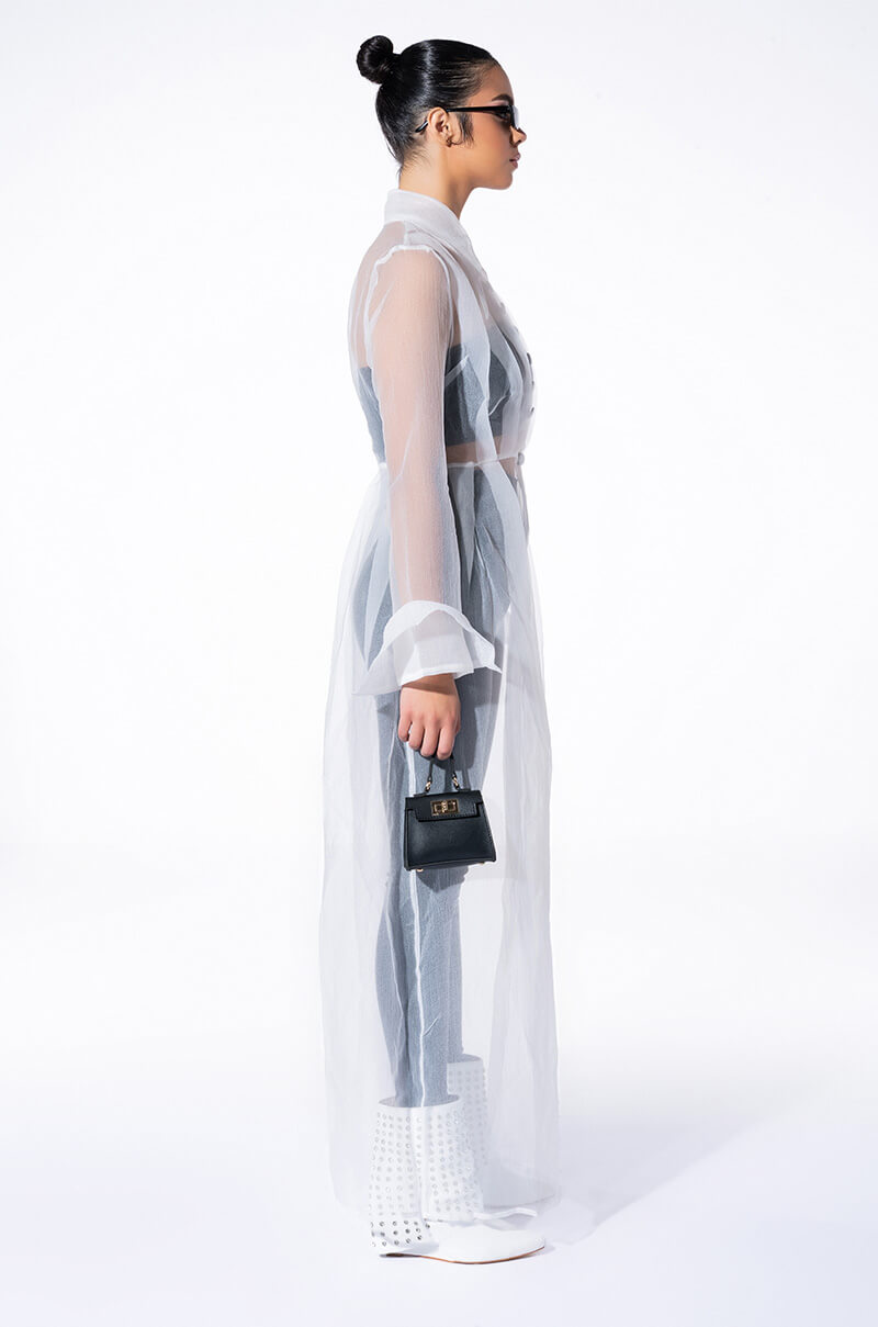 HITCHED SHEER CHIFFON TRENCH