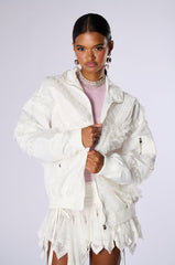 HONEY LACE TRIM BOMBER