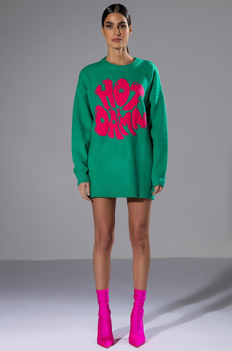 HOT DAMN LONG SLEEVE SWEATER DRESS