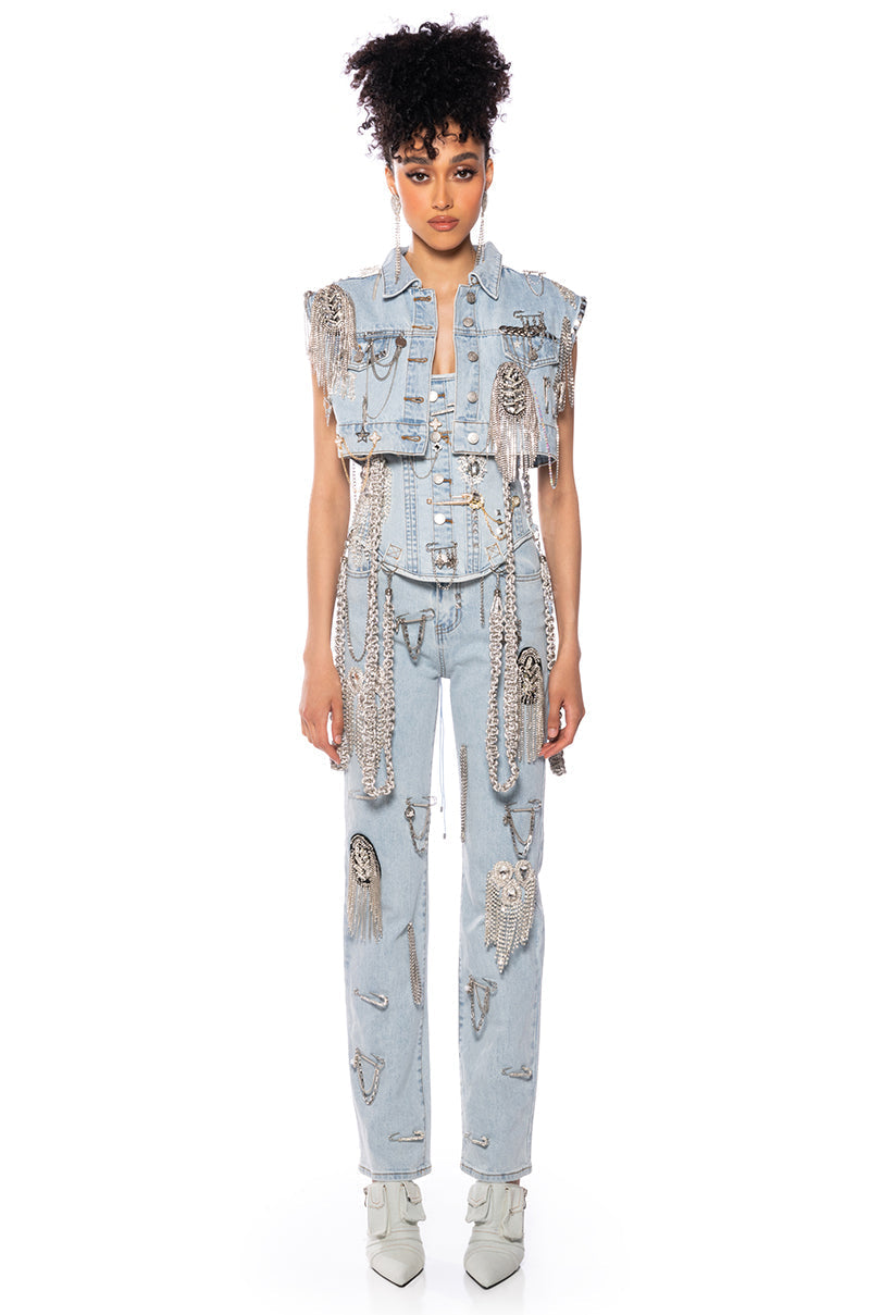 HOUDINI EMBELLISHED DENIM VEST