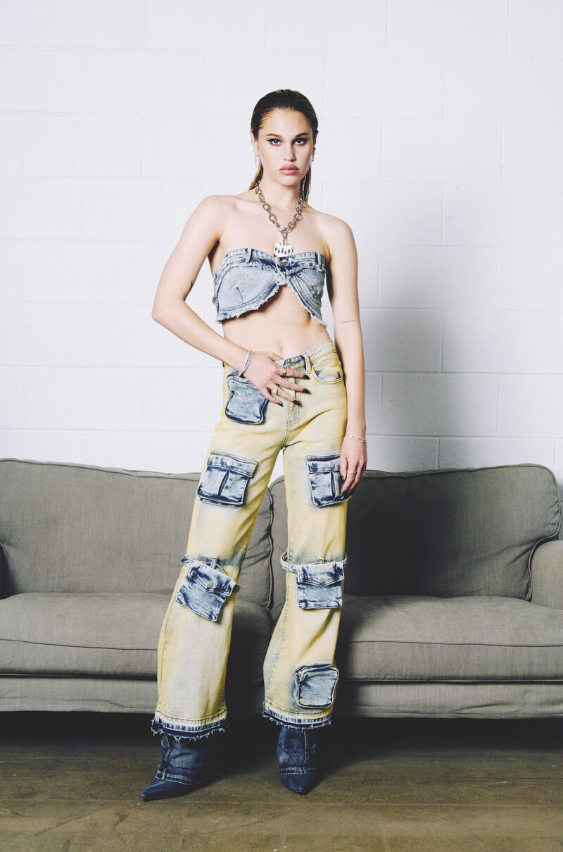 IGGY CARGO POCKET WIDE LEG JEAN