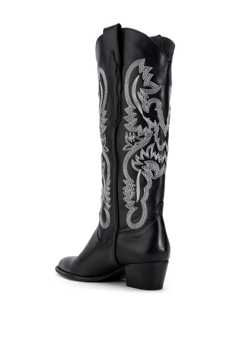 IGGY METALLIC WESTERN STYLE BELOW THE KNEE BOOT IN BLACKWHITE