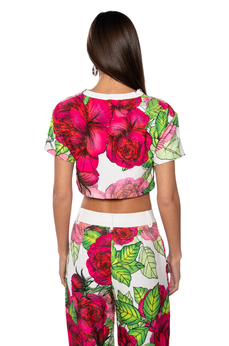 IN SEASON EMBELLISHED CROP TEE
