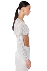 IN THE GROOVE TIE FRONT RHINESTONE TOP