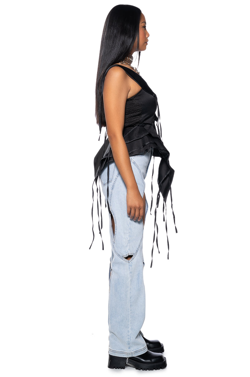 INTO THE NIGHT SATIN EFFECT SLEEVELESS BLOUSE