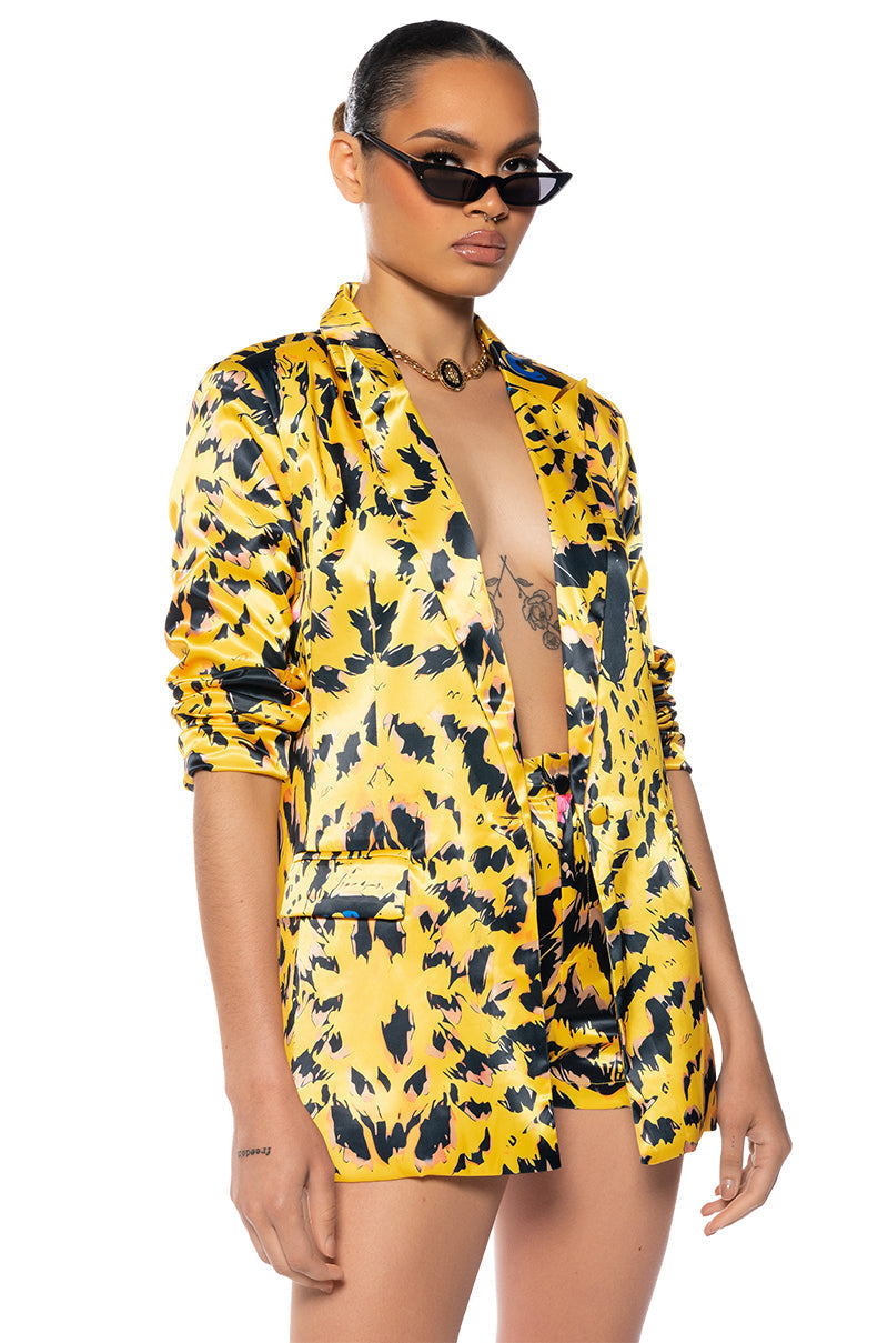 INTO THE WILD PRINTED SATIN BLAZER