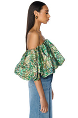 IRIS OFF THE SHOULDER BROCADE BLOUSE