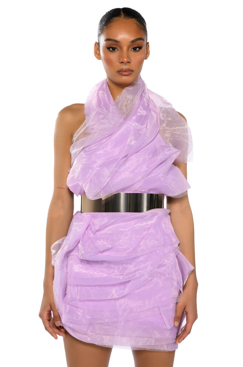 ISADORA BELTED HALTER NECK MINI DRESS