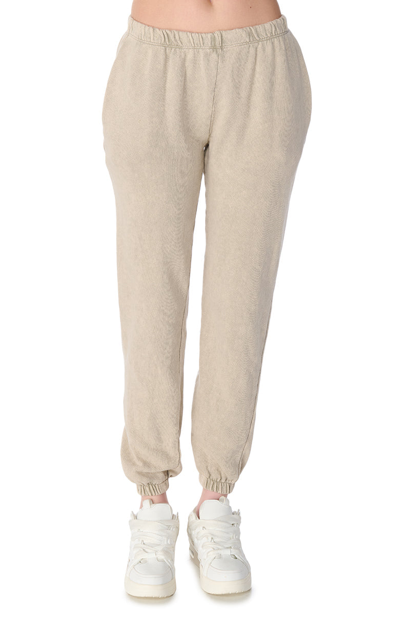 KATRINA MINERAL WASH JOGGER IN LIGHT GREY