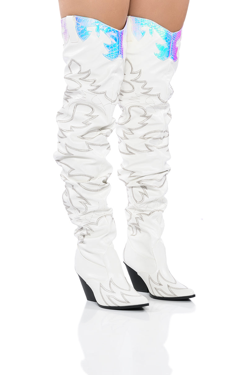 KELSEY OVER THE KNEE WESTERN BOOT IN WHITE
