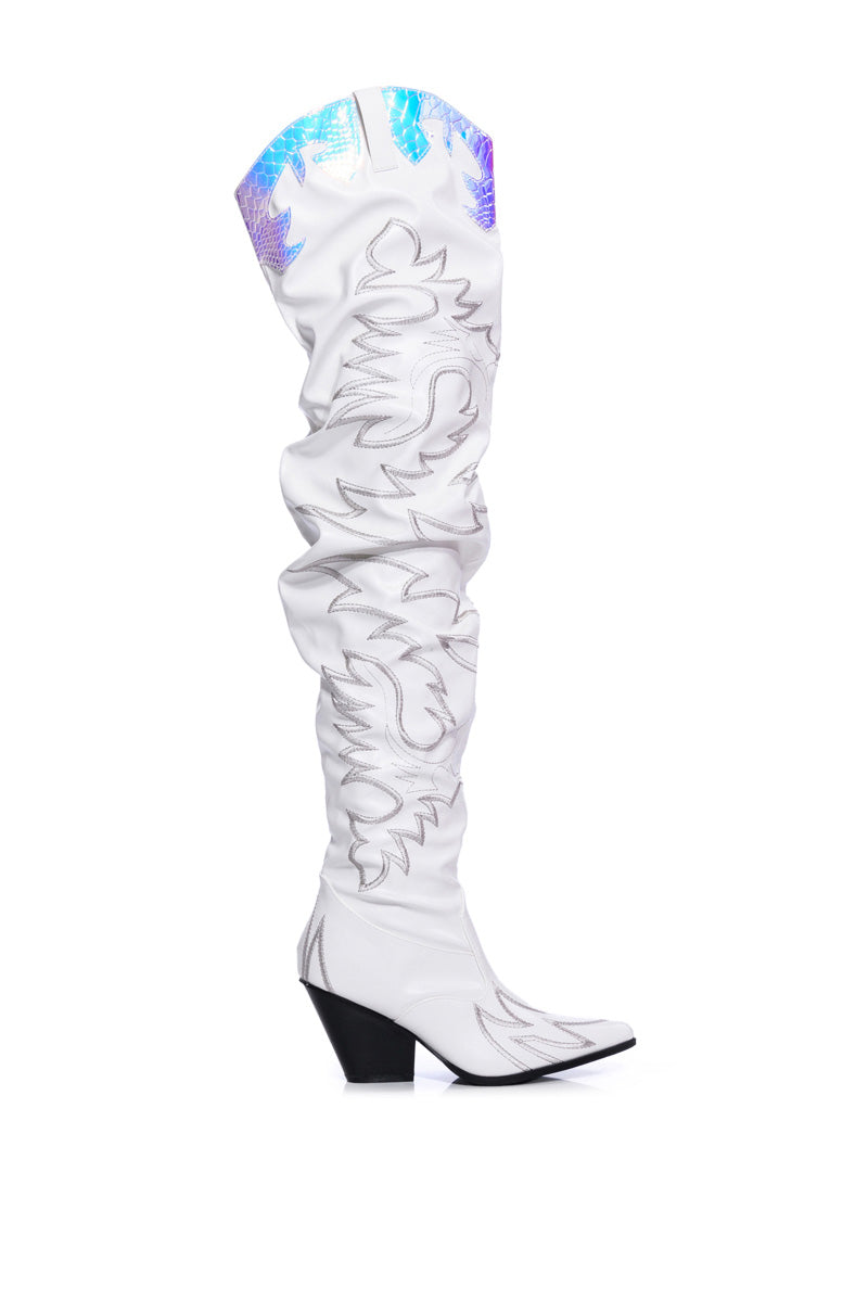 KELSEY OVER THE KNEE WESTERN BOOT IN WHITE