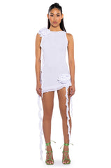 LAURA MESH FLOUNCED MINI DRESS
