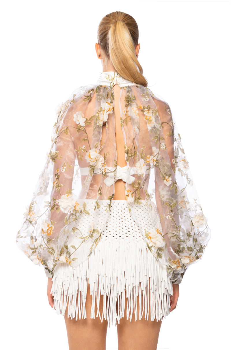LENNON VOLUME SLEEVE FLORAL BLOUSE