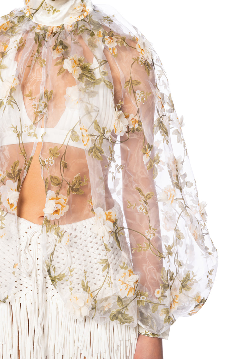 LENNON VOLUME SLEEVE FLORAL BLOUSE