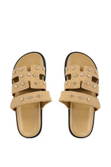 LEISURE EMBELLISHED FLAT SANDAL IN NUDE