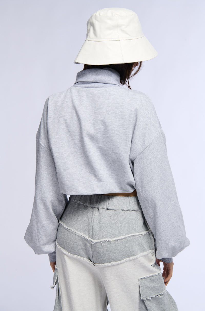 LENI CARGO POCKET MOCK NECK SWEATSHIRT