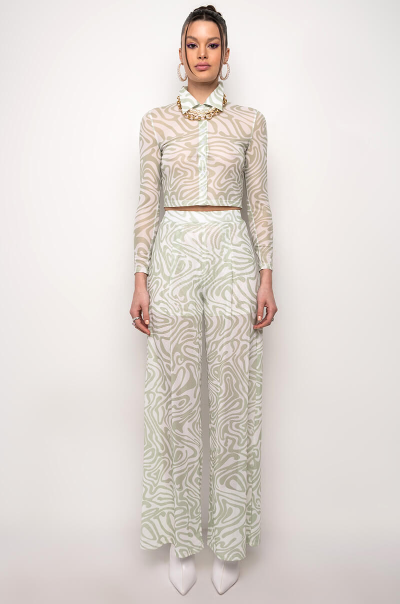 LETS GROOVE MESH WIDE LEG PANT