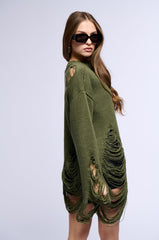 LIANA DISTRESSED OVERSIZED SWEATER