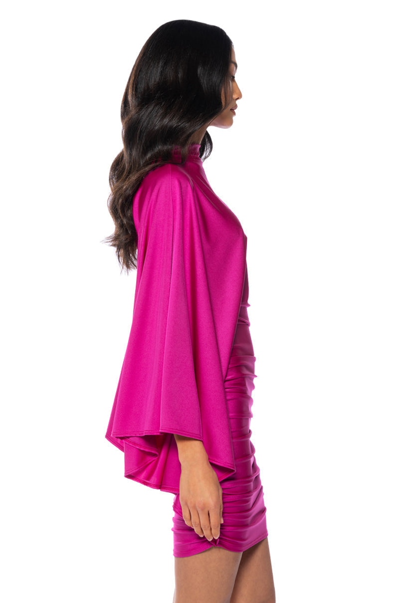 LIKE A STATUE BUTTERFLY SLEEVE MINI DRESS