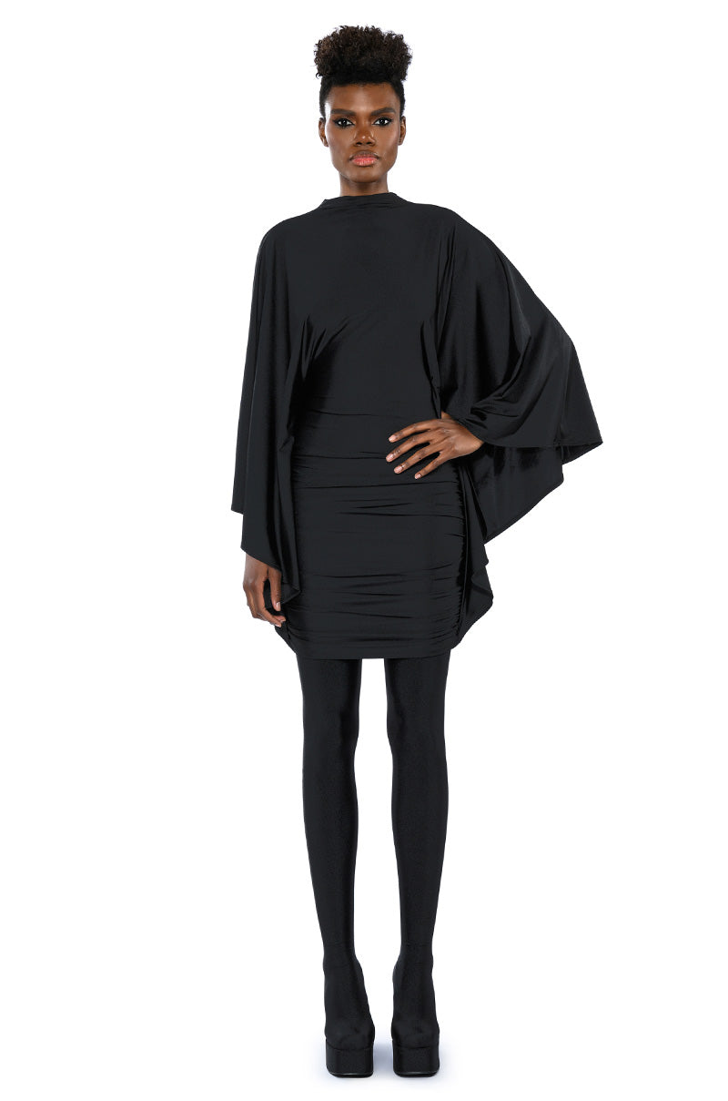 LIKE A STATUE BUTTERFLY SLEEVE MINI DRESS
