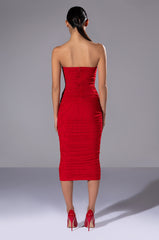 LIKE I SAID STRAPLESS MIDI MESH DRESS