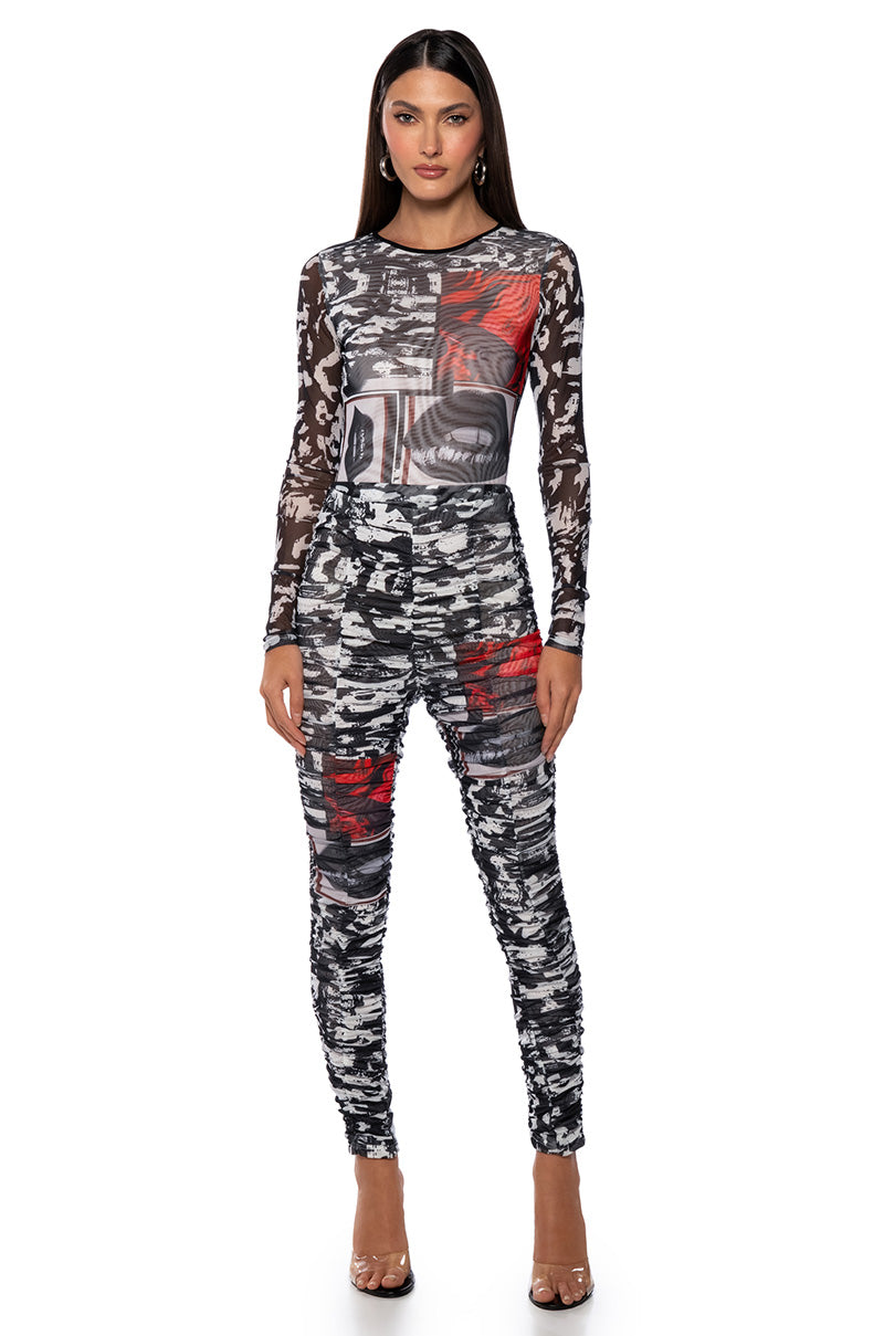 LIPS ARE SEALED LONG SLEEVE MESH T SHIRT