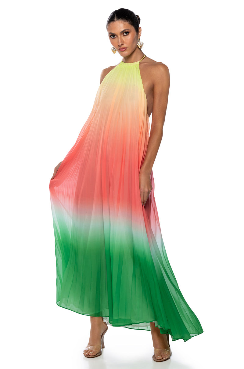 LIVING MY LIFE HALTER NECK OMBRE MAXI DRESS