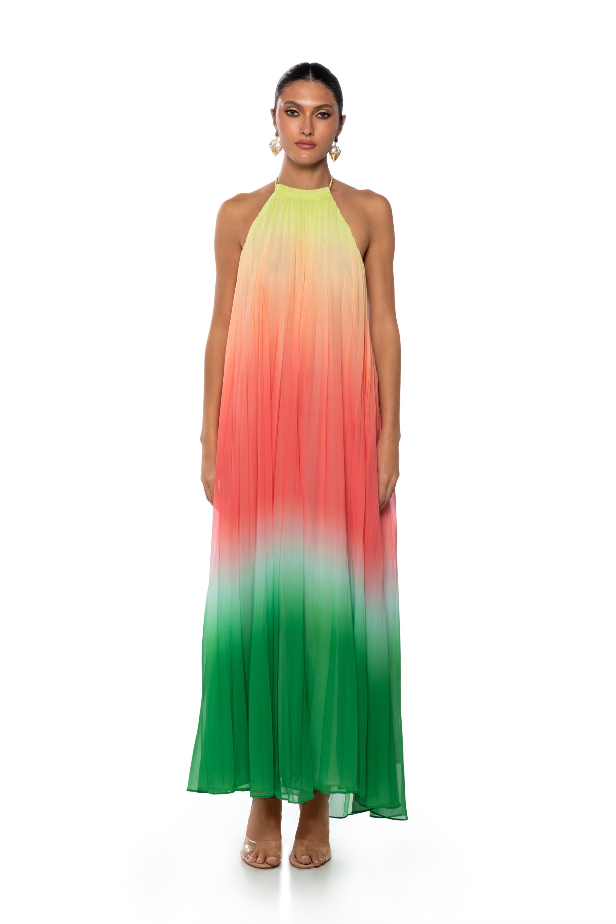 LIVING MY LIFE HALTER NECK OMBRE MAXI DRESS