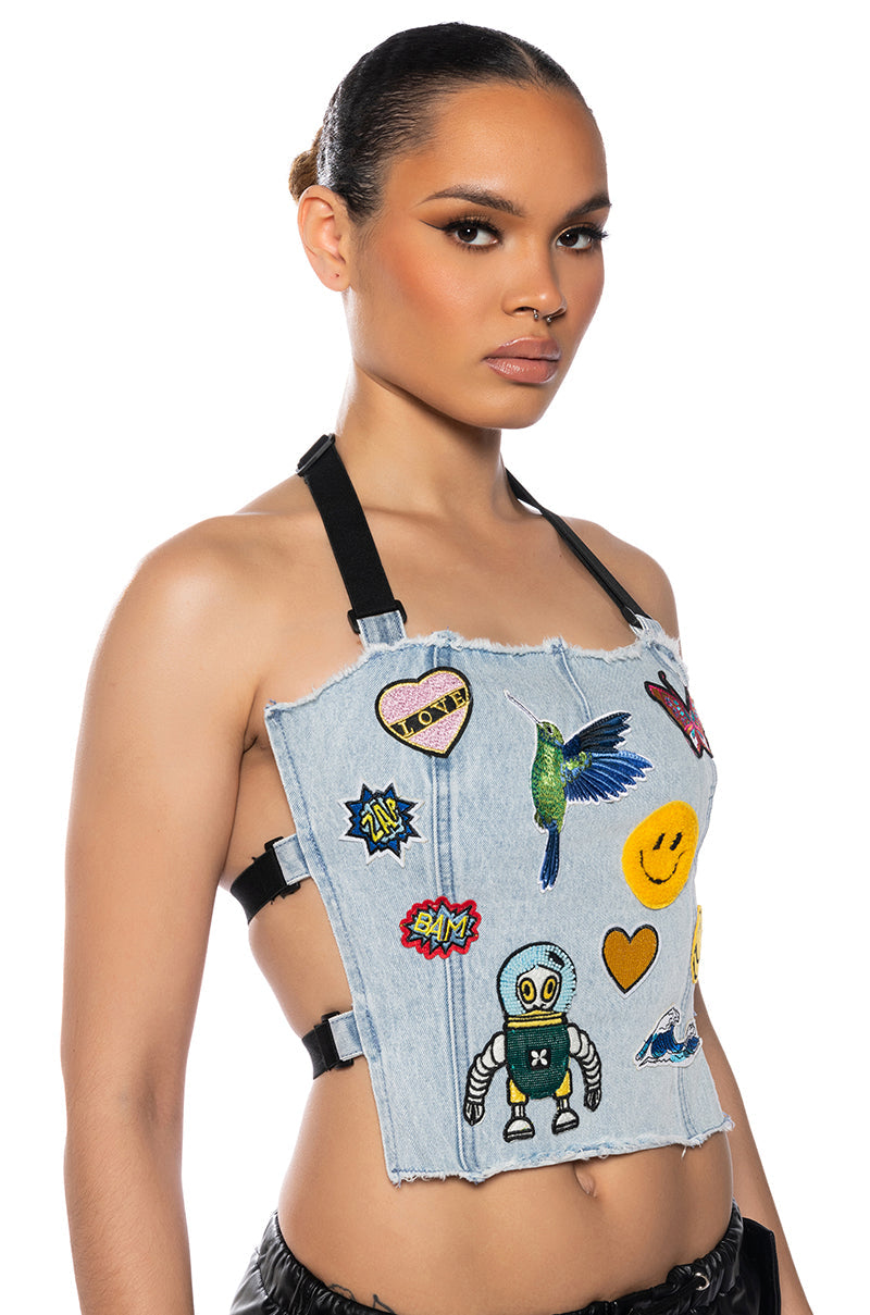 LOLA PATCH HALTER TOP