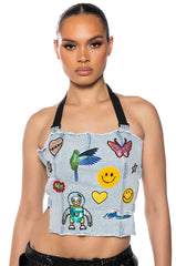 LOLA PATCH HALTER TOP