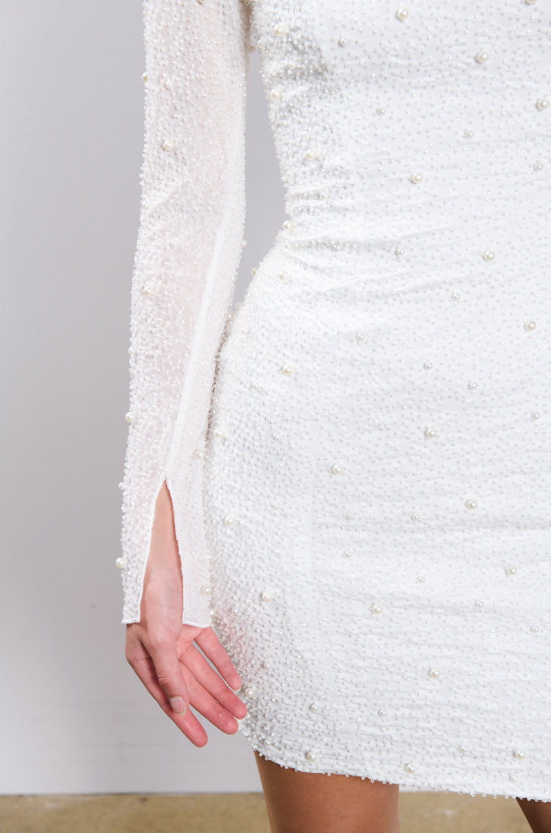 LOOK EXPENSIVE LONG SLEEVE EMBELLISHED MINI DRESS