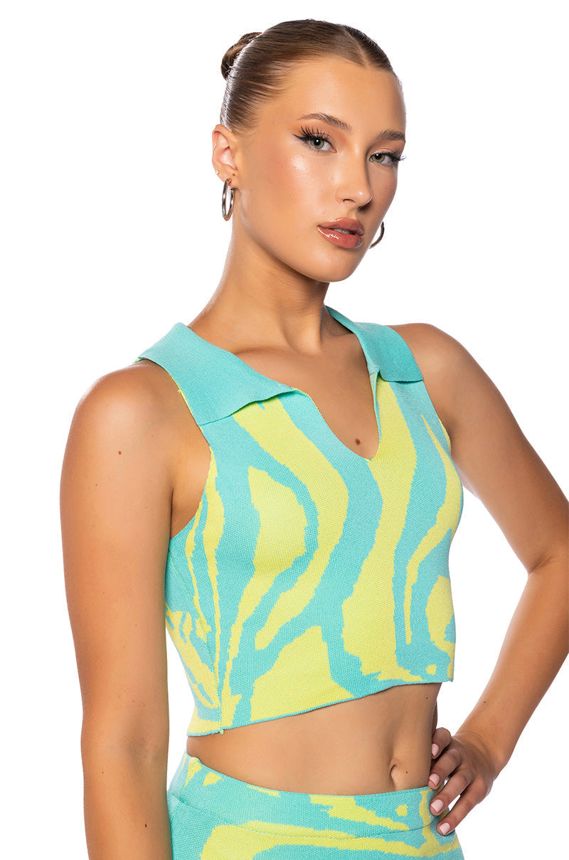 LOST IN TIME COLLARED KNIT TANK TOP