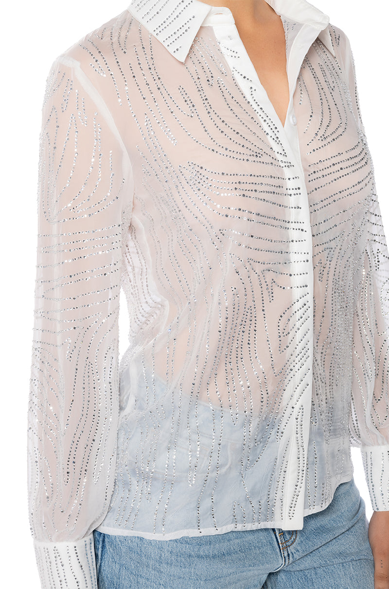 LOTTIE EMBELLISHED CHIFFON BUTTON DOWN