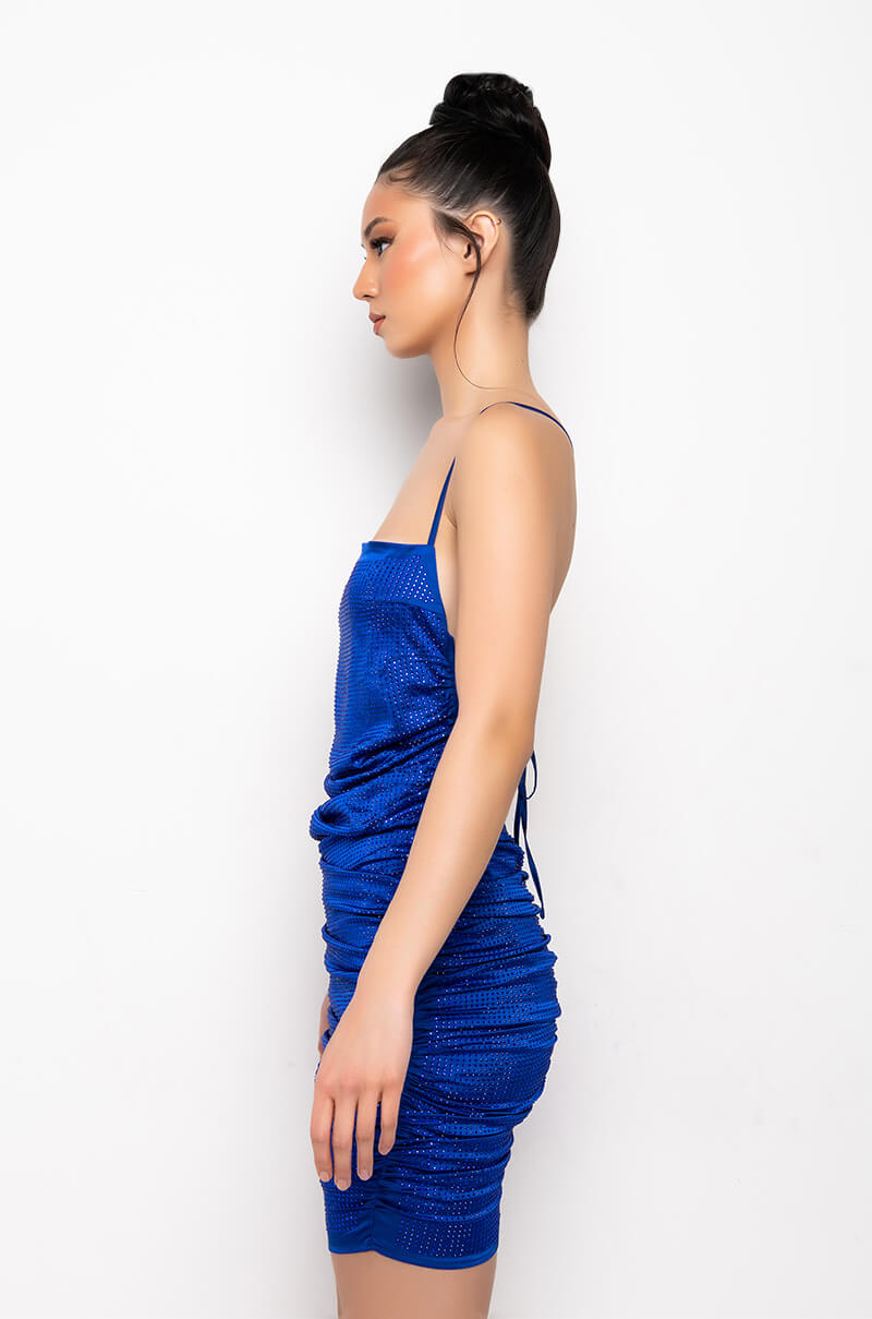 MIAMI NIGHTS METALLIC RHINESTONE MINI DRESS