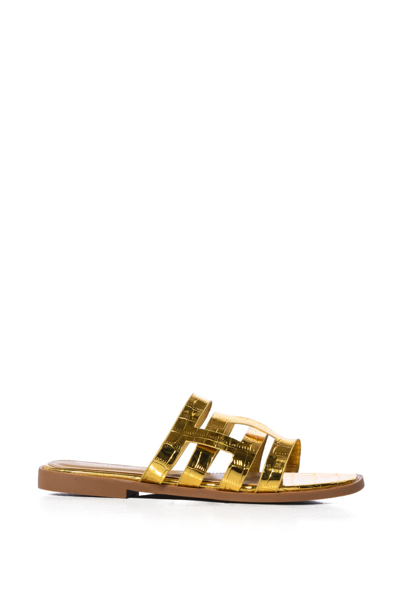 MILLI BASIC BRAID DESIGN FLAT SANDAL IN GOLD