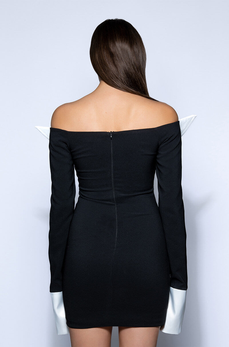 MONTE CARLO OFF THE SHOULDER WITH LONGSLEEVES MINI DRESS