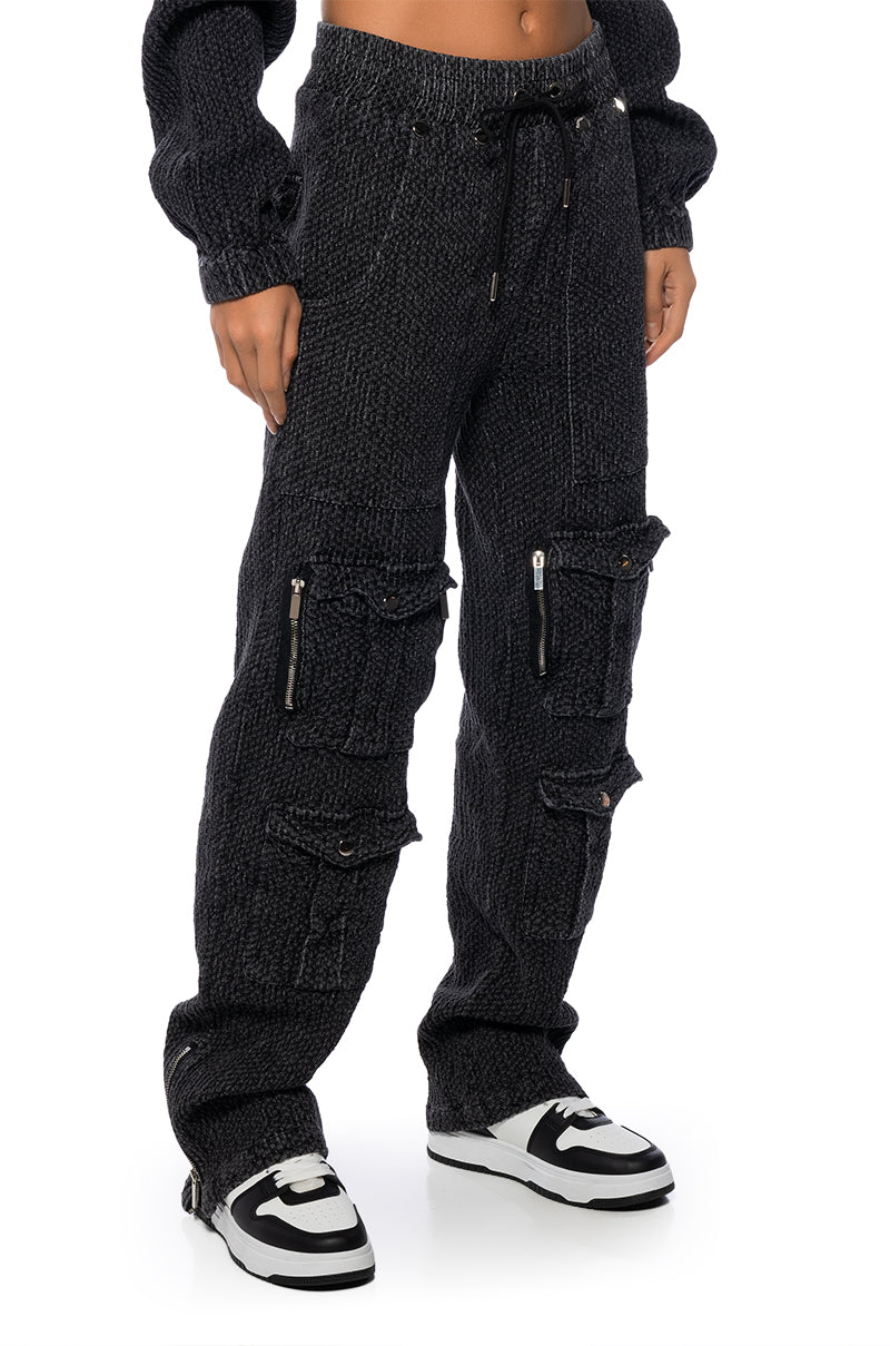 MONTE COZY KNIT POCKET DETAIL JOGGER IN CHARCOAL