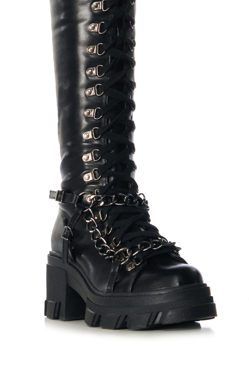 MORGAN BLACK LACE UP BOOT