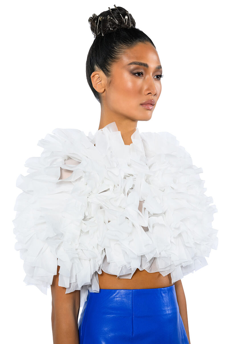 MUST BE DREAMING RUFFLE CROP BLOUSE