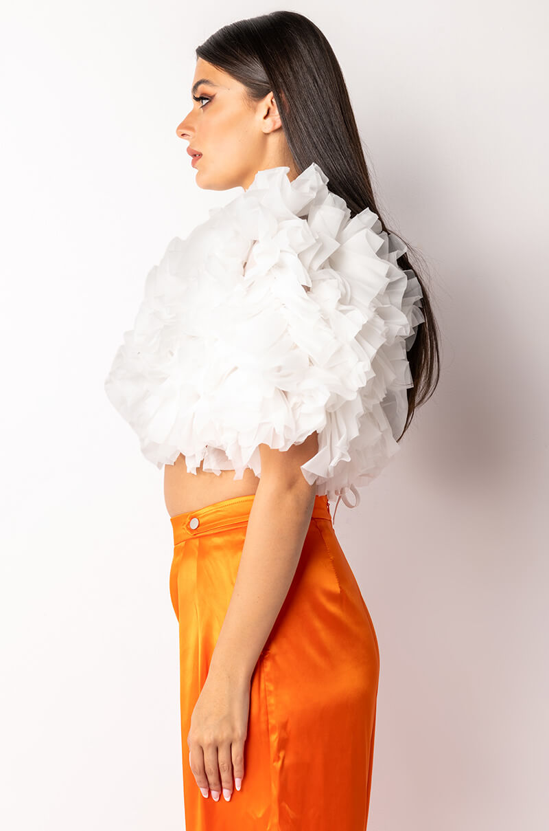MUST BE DREAMING RUFFLE CROP BLOUSE