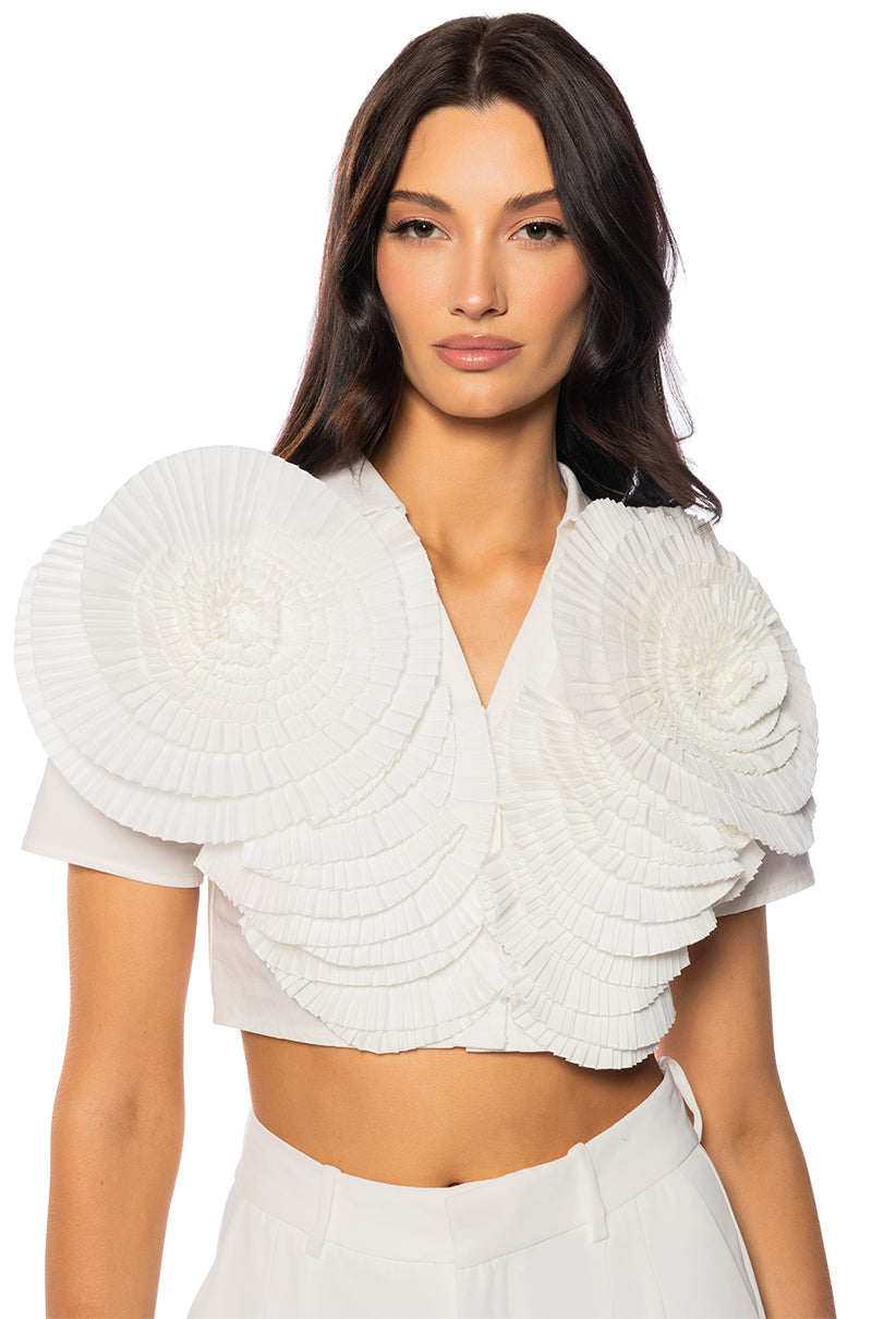 MYRA TEXTURED COLLARED TOP