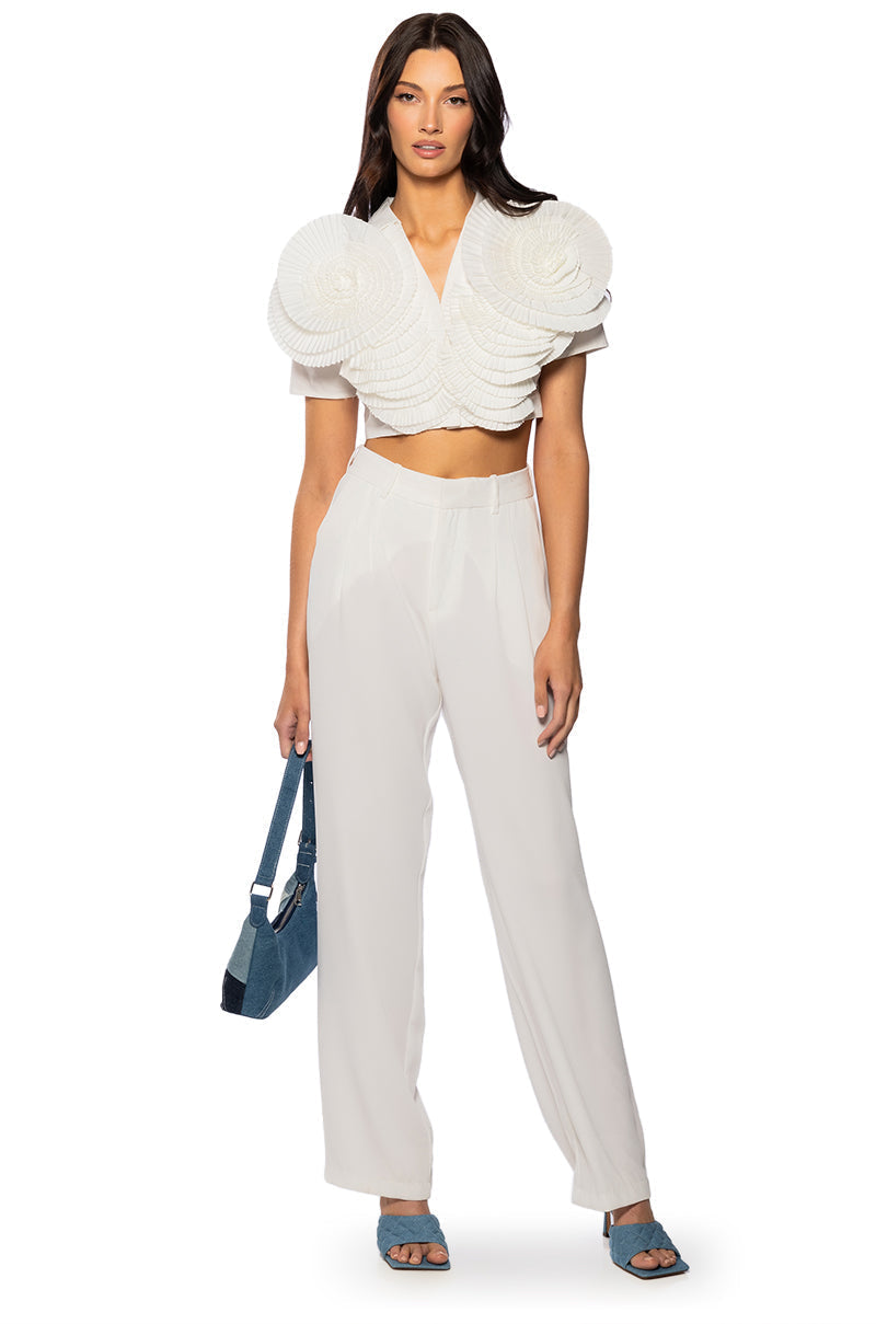 MYRA TEXTURED COLLARED TOP