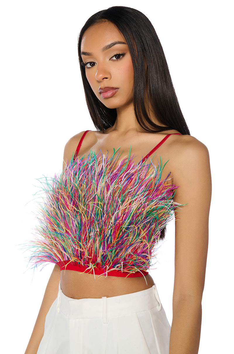 NADIA STATEMENT FEATHER TANK TOP